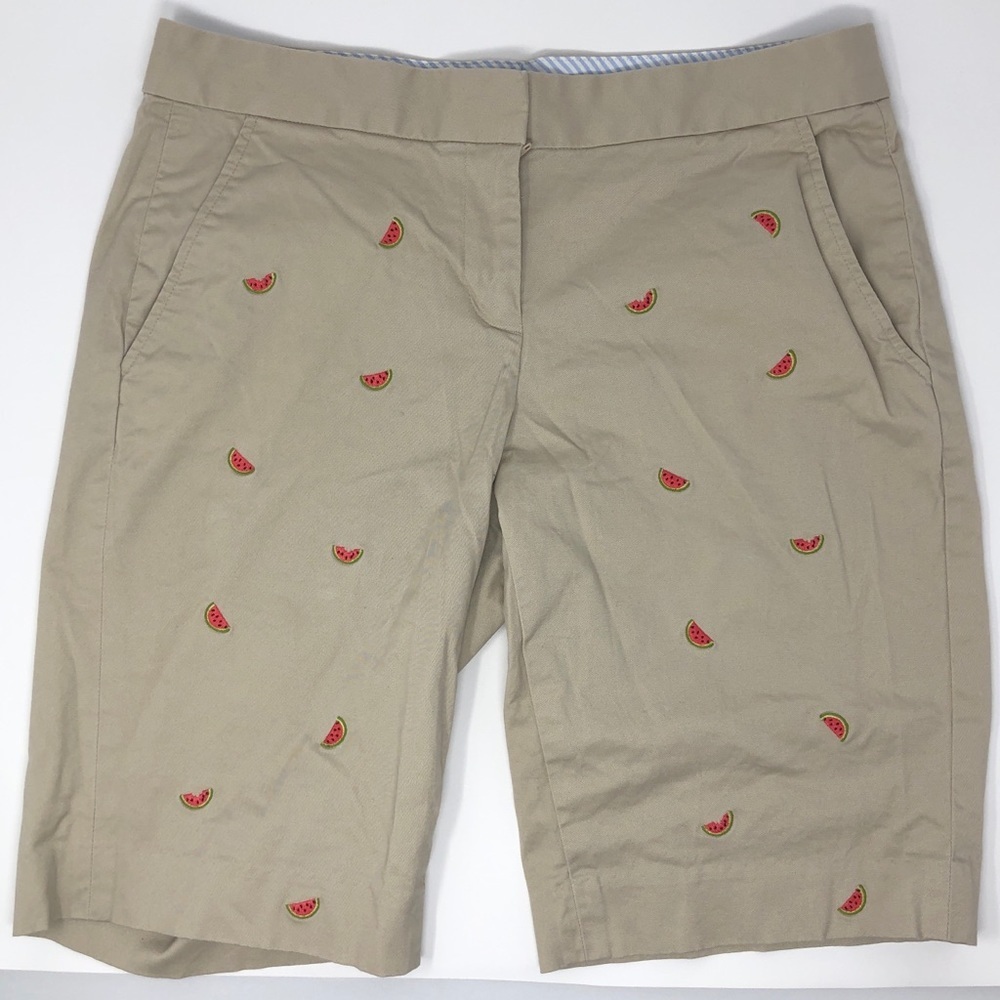 Brooks Brothers 346 Khaki Watermelon Print Chino Bermuda Shorts Size 4